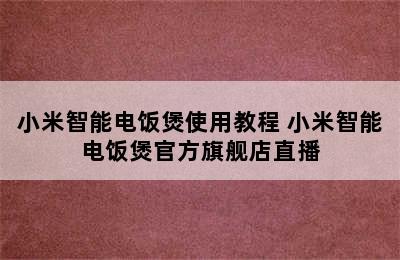 小米智能电饭煲使用教程 小米智能电饭煲官方旗舰店直播